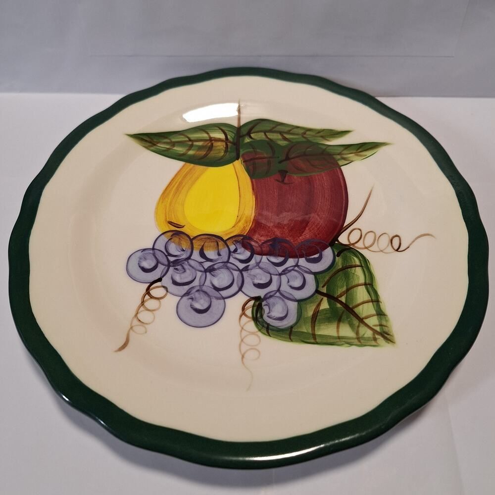 Handmade Handpainted Fruit Plate Apple Pear Grape Signed Lucy 0795 11.5"